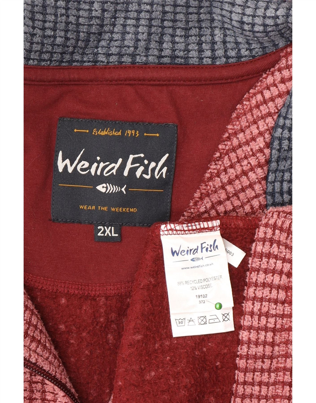 Weird Fish Jersey de forro polar con cuello y cremallera para hombre, 2XL, poliéster rosa