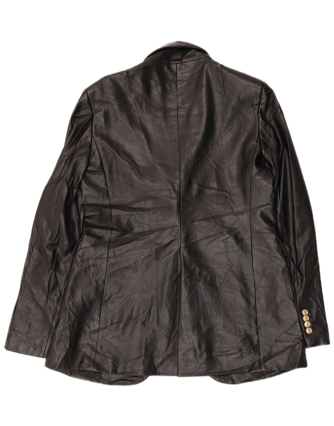 Zara Chaqueta Blazer De Piel Sintética Con 1 Botón Para Mujer UK 44 Medium Black