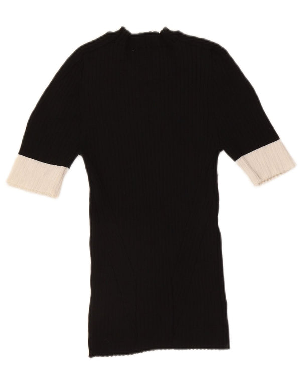 Zara Mujer Jersey De Cuello Redondo Jersey UK 12 Medium Black Colourblock