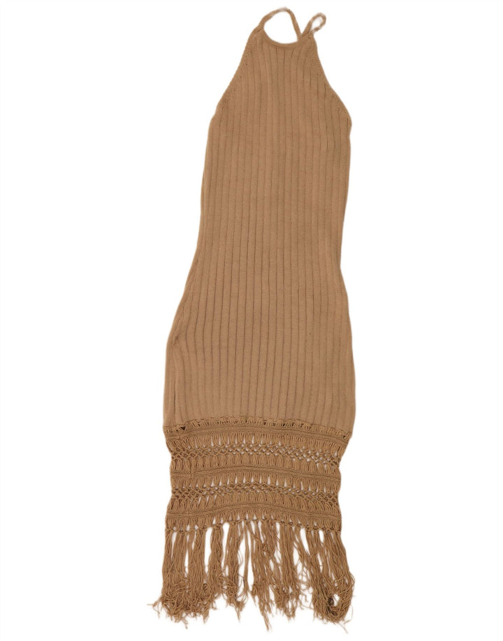Shein Vestido halter de punto para mujer UK 44 Poliéster beige grande