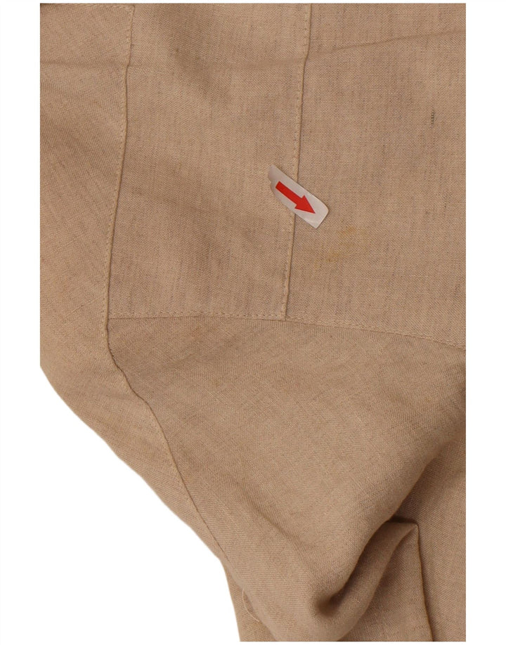 Vintage mujer chaqueta bomber de gran tamaño IT 34 2XS lino beige