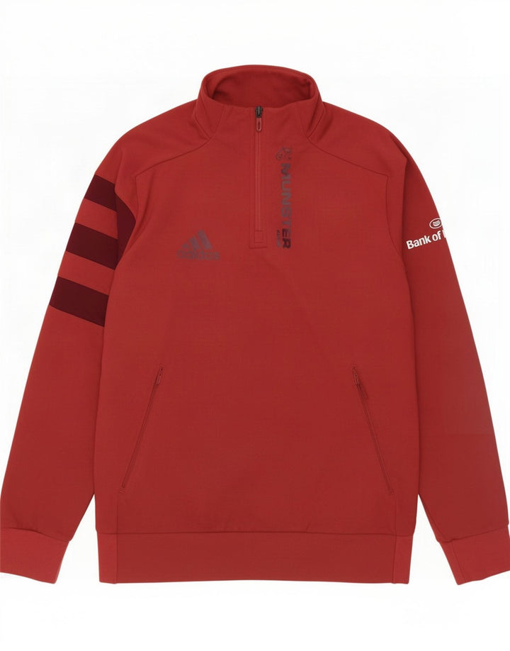 Adidas Mens Graphic Zip Neck Sudadera Jumper Grande Poliéster Rojo