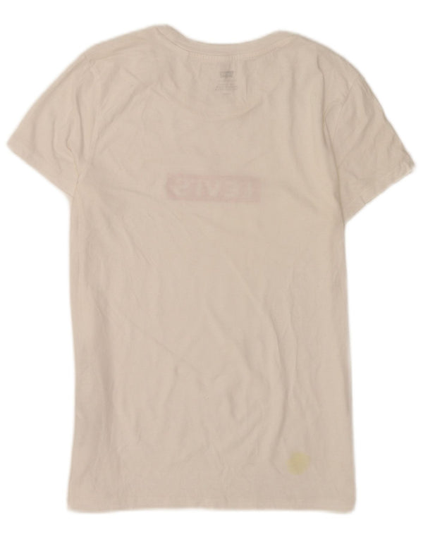 Levi's Camiseta gráfica para mujer Top UK 8 Small White Cotton