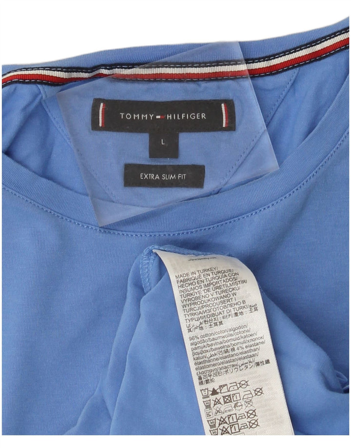 TOMMY HILFIGER Camiseta Extra Slim para Hombre Top Grande Azul Algodón
