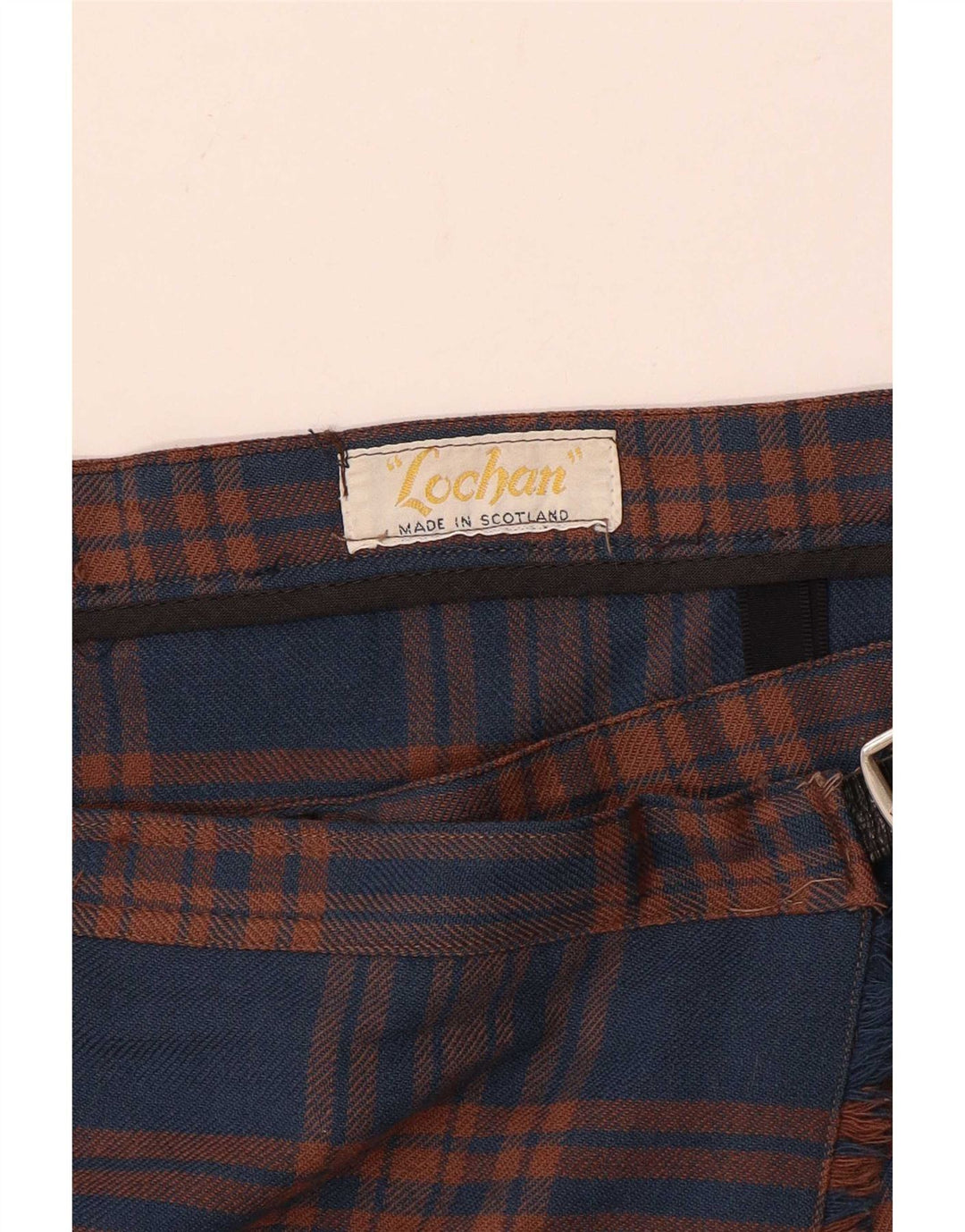 Vintage mujer plisada falda cruzada W32 grande azul marino comprobar