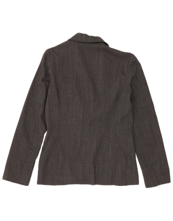 Vintage mujer 2 botones Blazer chaqueta IT 42 lana gris medio