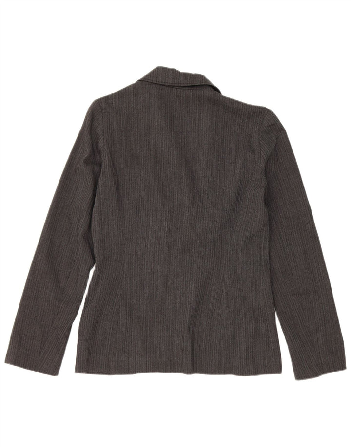 Vintage mujer 2 botones Blazer chaqueta IT 42 lana gris medio
