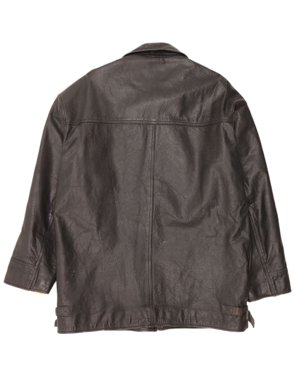 Chaqueta de cuero vintage para hombre Reino Unido 42 XL cuero negro