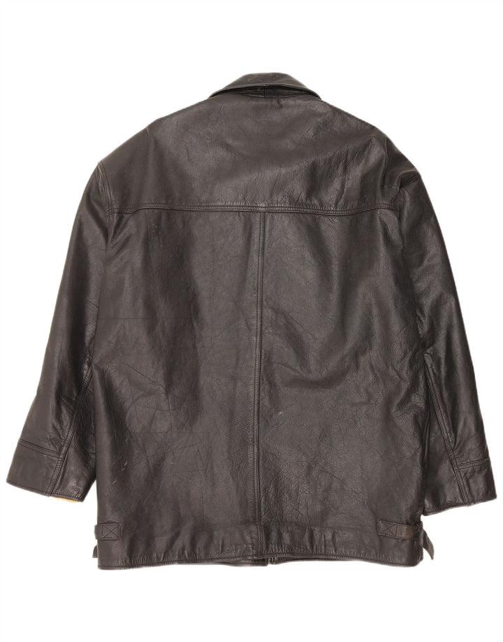 Chaqueta de cuero vintage para hombre Reino Unido 42 XL cuero negro