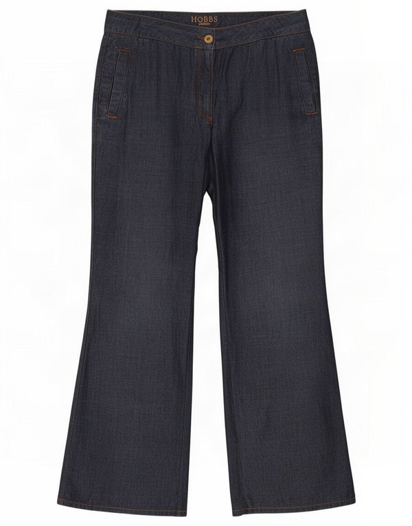 Hobbs Womens Bootcut Chino Trousers UK 10 Small W28 L28 Navy Blue Cotton