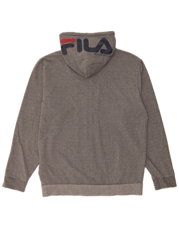 Fila Sudadera con capucha y cremallera gráfica para hombre 2XL Algodón gris