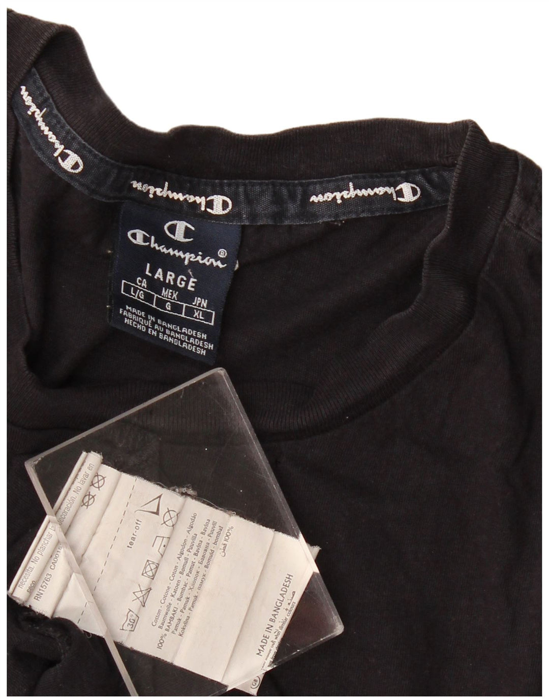 Champion Camiseta gráfica para hombre Top grande de algodón negro