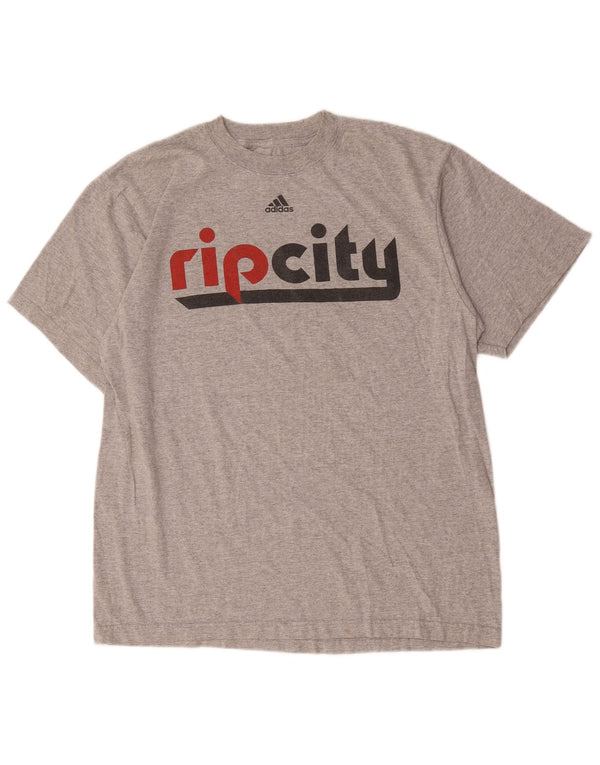 Adidas - Camiseta gráfica para hombre, talla grande, algodón gris