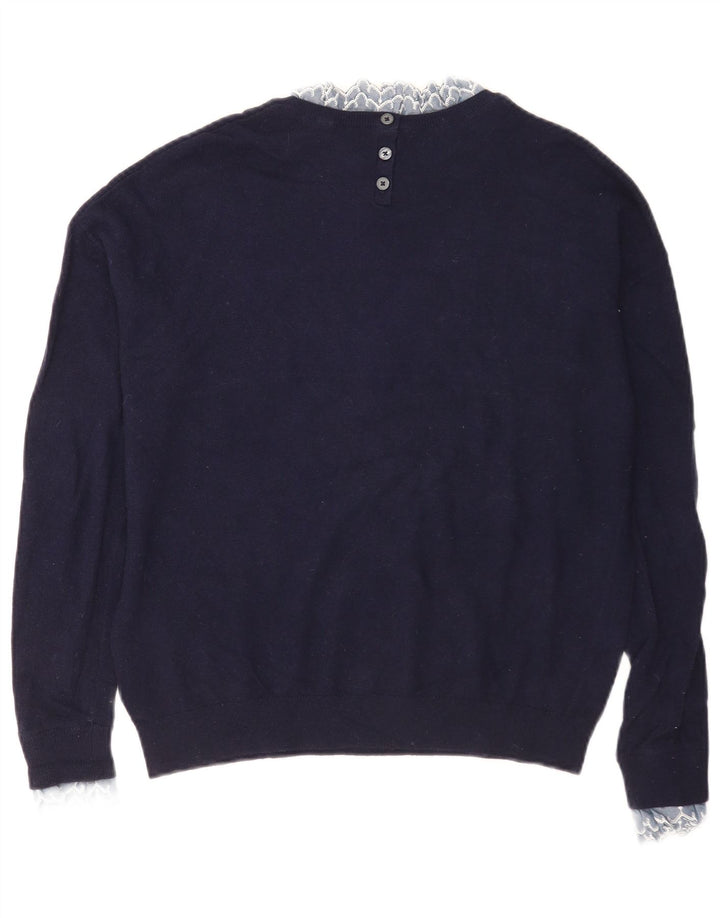 Boden - Jersey extragrande con cuello alto para mujer, talla S, color azul marino