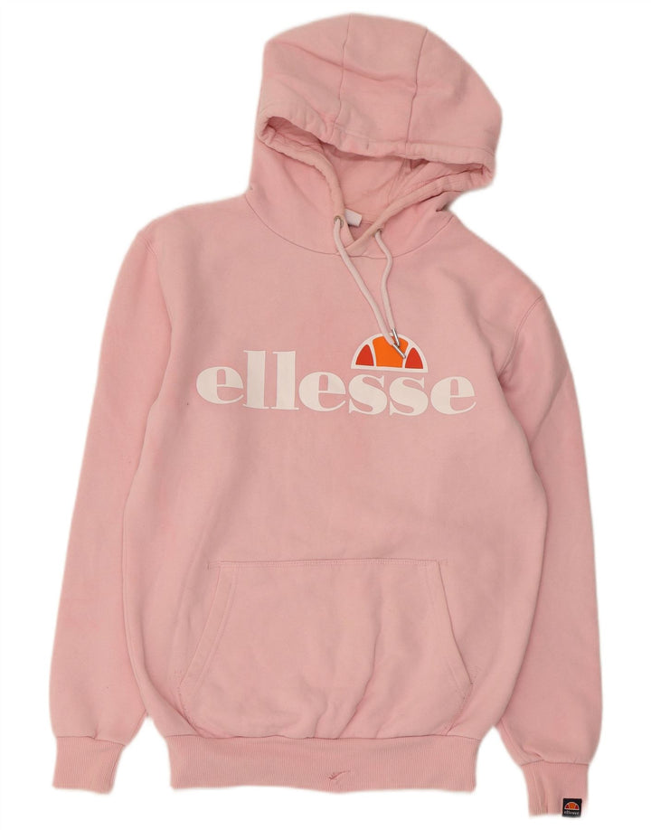 ELLESSE Jersey con capucha y gráfico extragrande para mujer UK 8 Small Pink Cotton