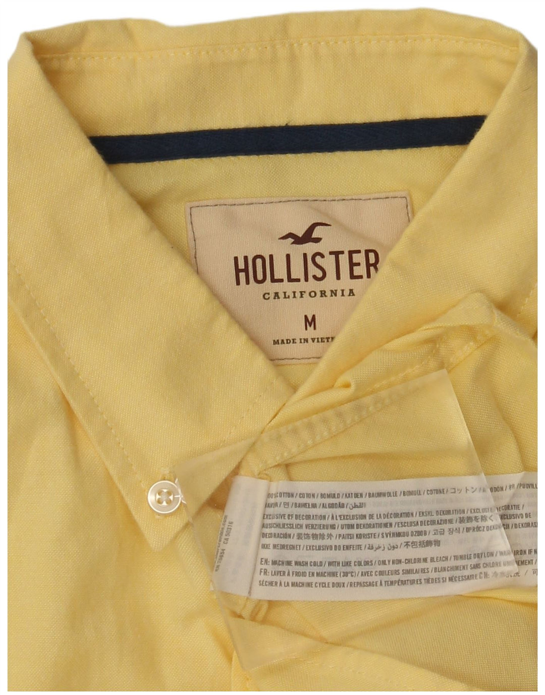 Camisa Hollister Hombre Algodón Amarillo Medio