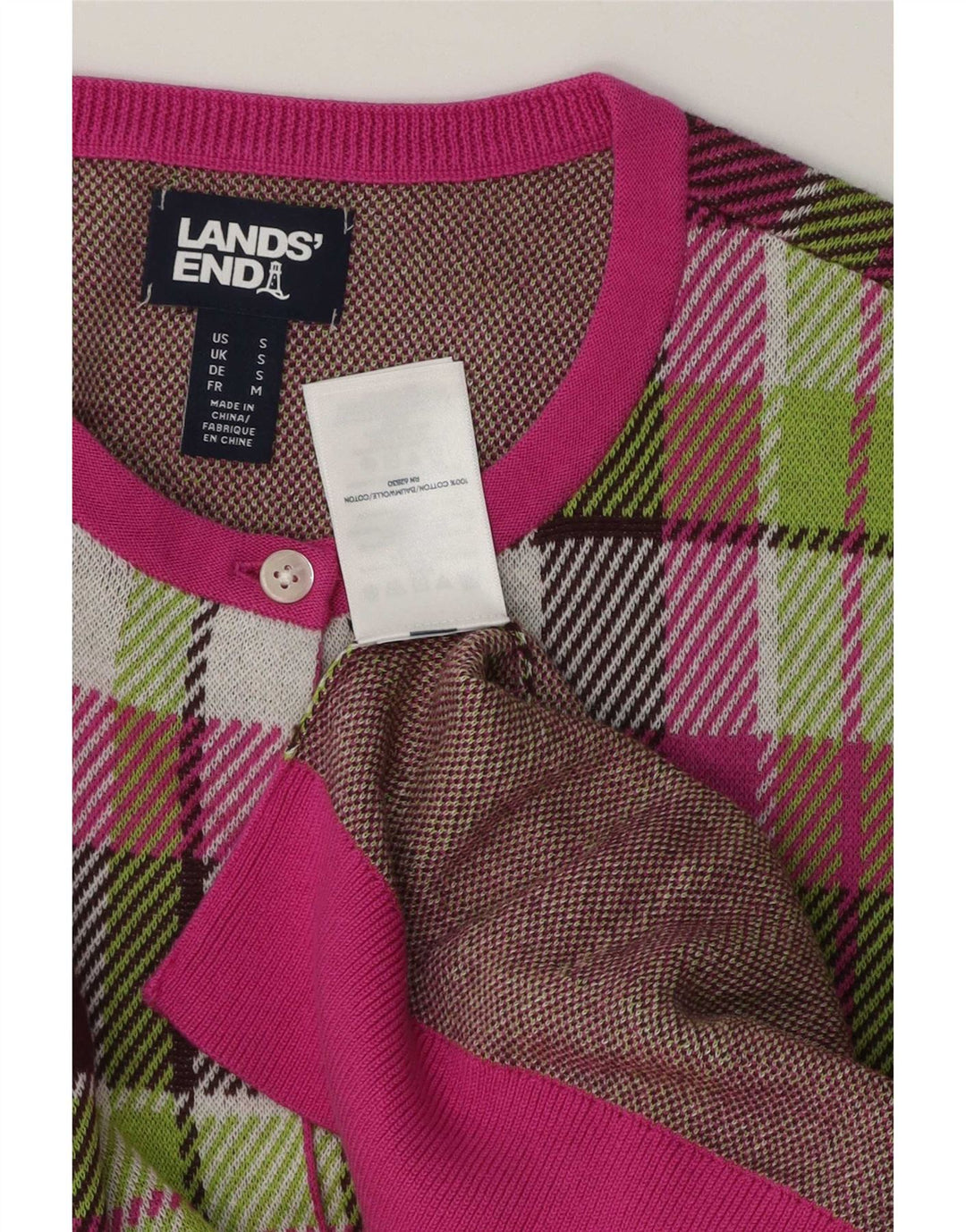 Lands End Suéter tipo cárdigan extragrande para mujer UK 10 Small Multicolor Check