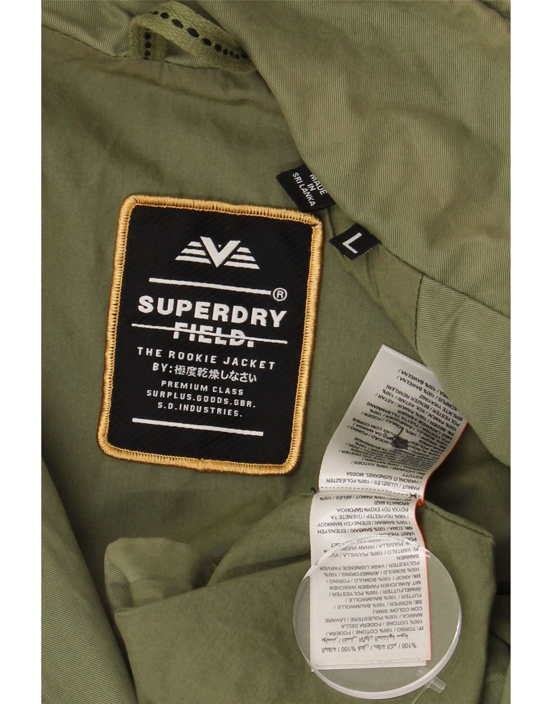 SUPERDRY Chaqueta militar para hombre UK 40 Large Algodón verde