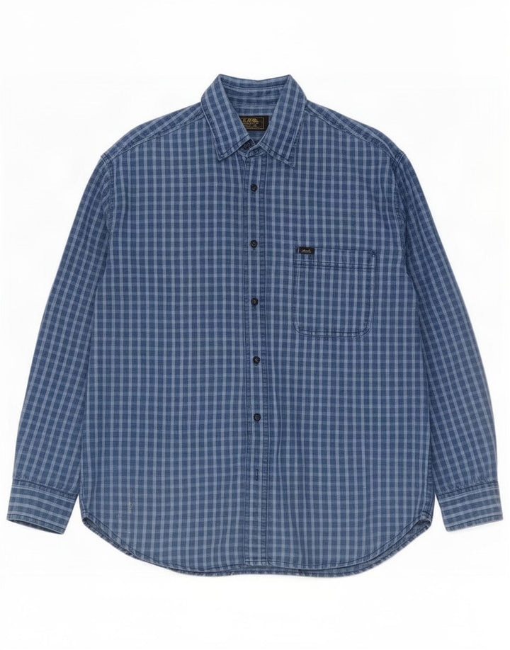 Camisa Lee Hombre XL Algodón A Cuadros Azul