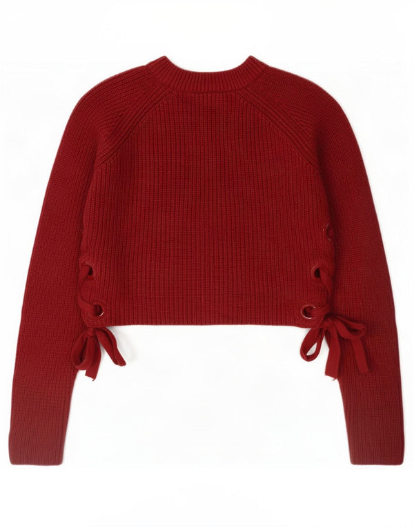 Topshop Womens Crop Turtle Neck Jumper Sweater UK 10 Small Burgundy