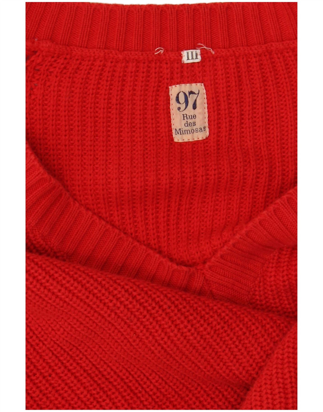 VINTAGE Hombres V-Cuello Jumper Suéter Grande Algodón Rojo