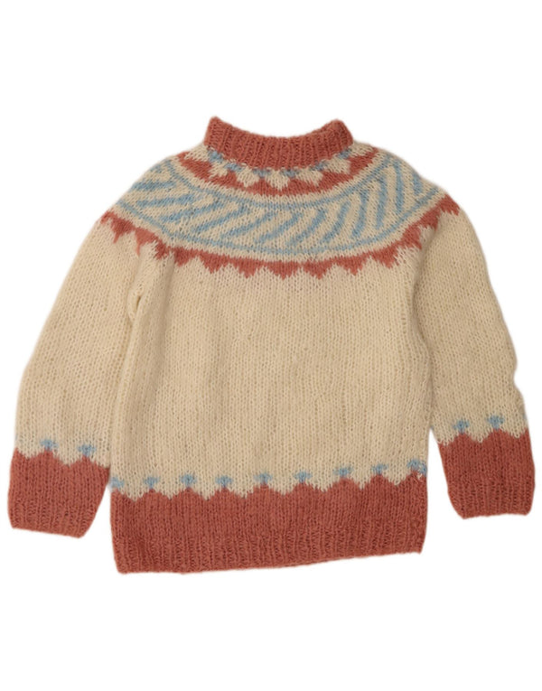 Vintage mujer tortuga cuello jersey suéter Reino Unido 14 medio beige Fair Isle