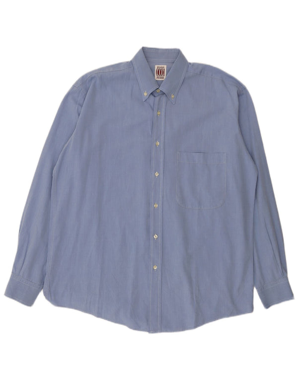 Ferre Camisa Hombre Talla 42 16 1/2 Grande Azul Algodón