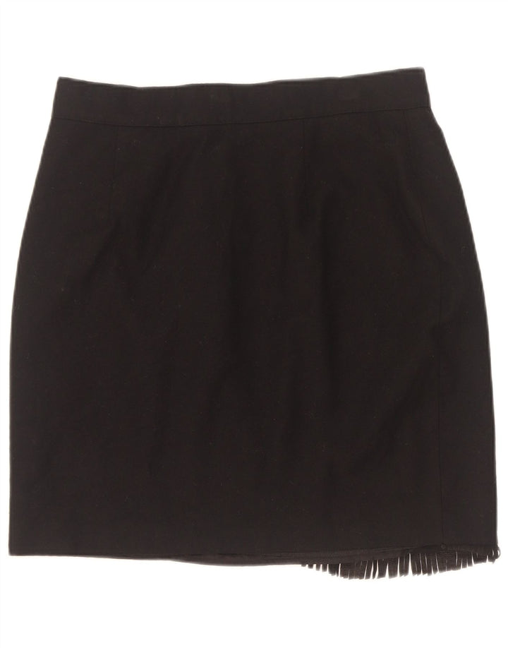 Vintage mujer mini falda envolvente IT 46 grande W30 negro nueva lana
