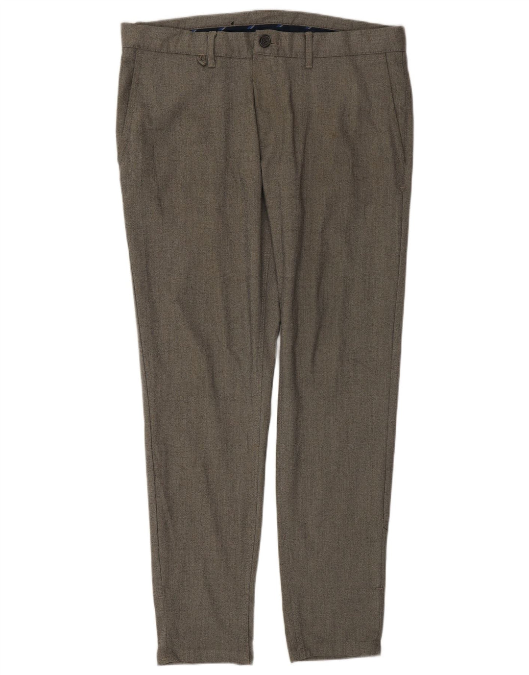 Zara Mens Slim Chino Pantalones EU 42 Large W32 L29 Gris Poliéster