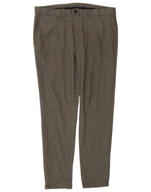 Zara Mens Slim Chino Pantalones EU 42 Large W32 L29 Gris Poliéster