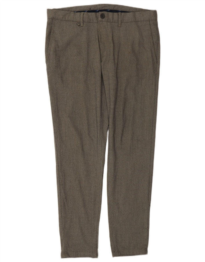 Zara Mens Slim Chino Pantalones EU 42 Large W32 L29 Gris Poliéster