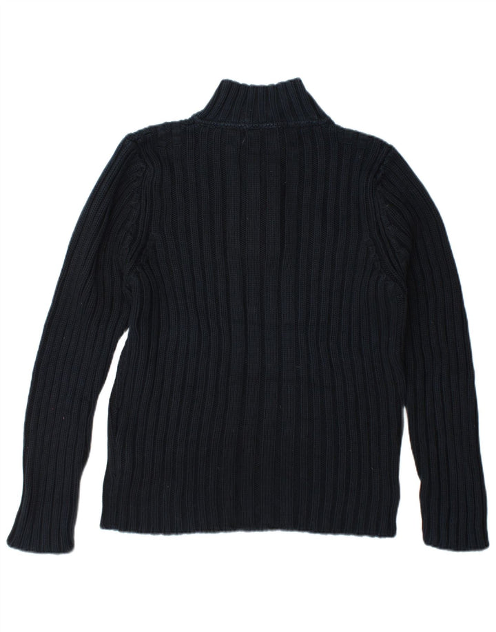 Zara Hombre Botón Cuello Jersey Jersey Grande Azul Marino Algodón