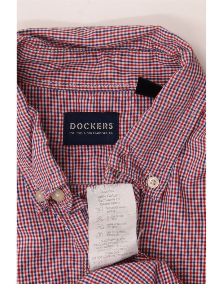 Dockers Camisa De Manga Corta Para Hombre De Algodón A Cuadros Rojo Medio