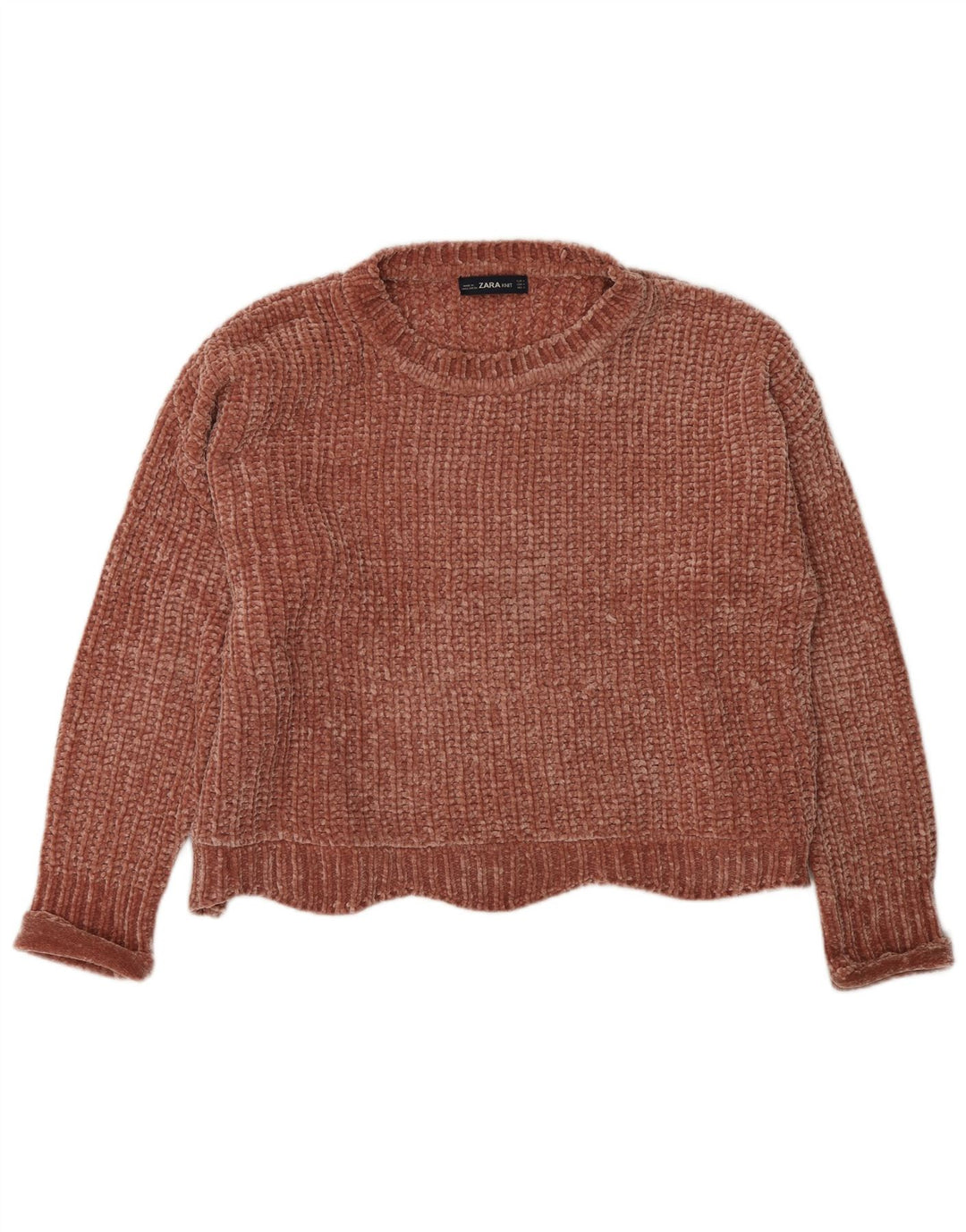 Zara - Jersey con cuello barco para mujer, talla 40, poliéster, color marrón medio