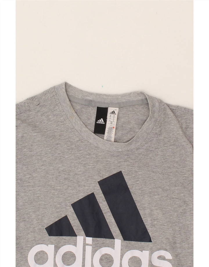 ADIDAS Mens Graphic T-Shirt Top Medium Grey Cotton Vintage Adidas and Second-Hand Adidas from Messina Hembry 