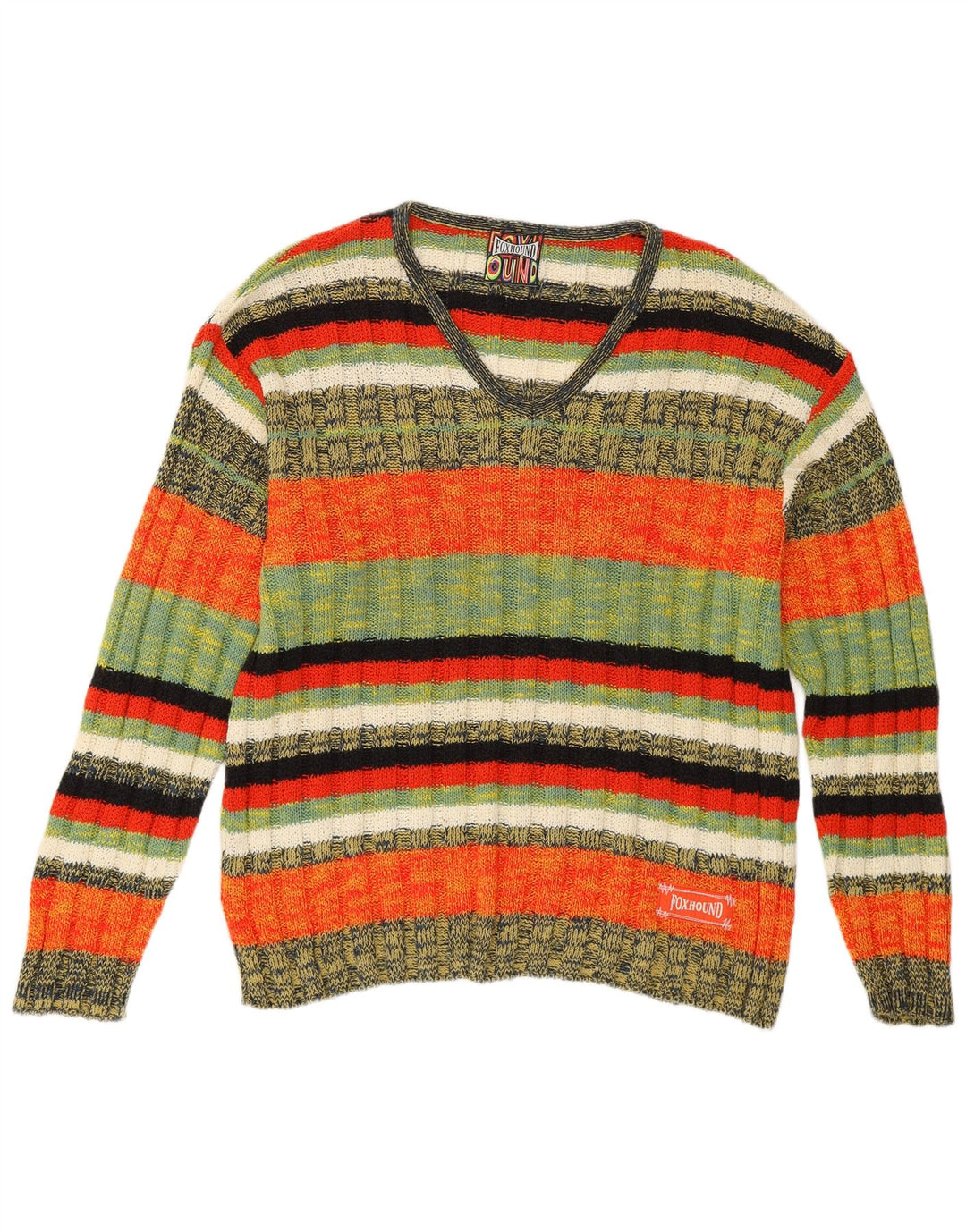 Foxhound - Jersey con cuello en V para hombre, talla XL, algodón a rayas multicolor
