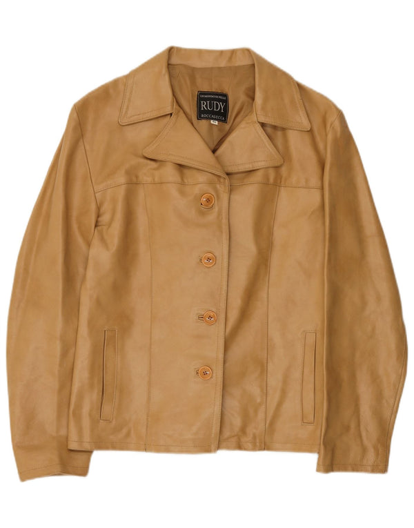 Chaqueta de cuero vintage para mujer IT 44 Cuero beige medio