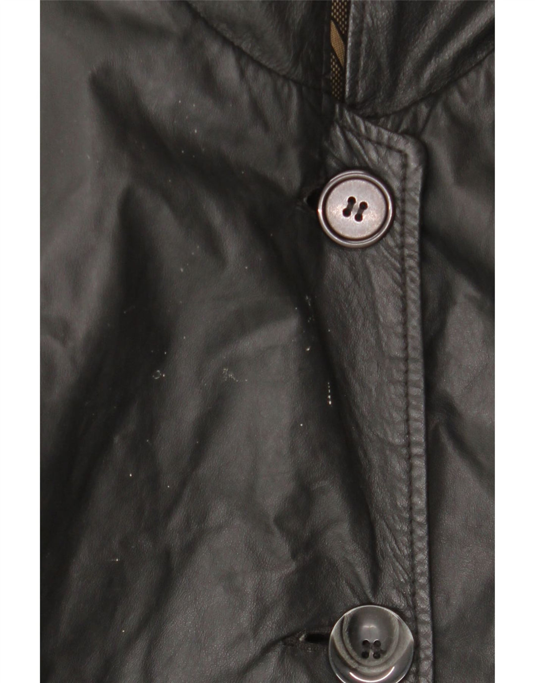 Abrigo de cuero con capucha vintage para mujer IT 44 Cuero negro medio