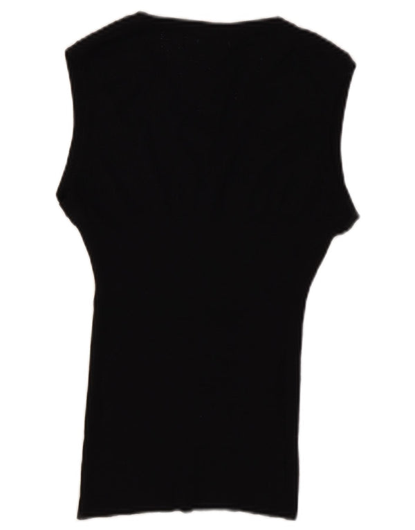 Benetton Camiseta Sin Mangas Sin Mangas para Mujer UK 44 Large Lana Negra
