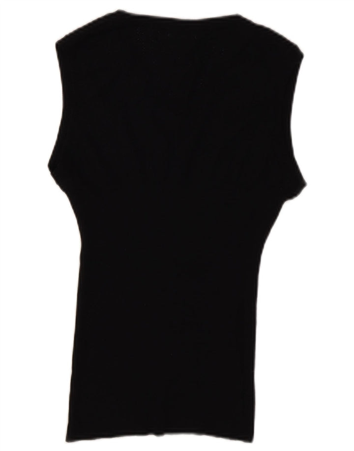 Benetton Camiseta Sin Mangas Sin Mangas para Mujer UK 44 Large Lana Negra