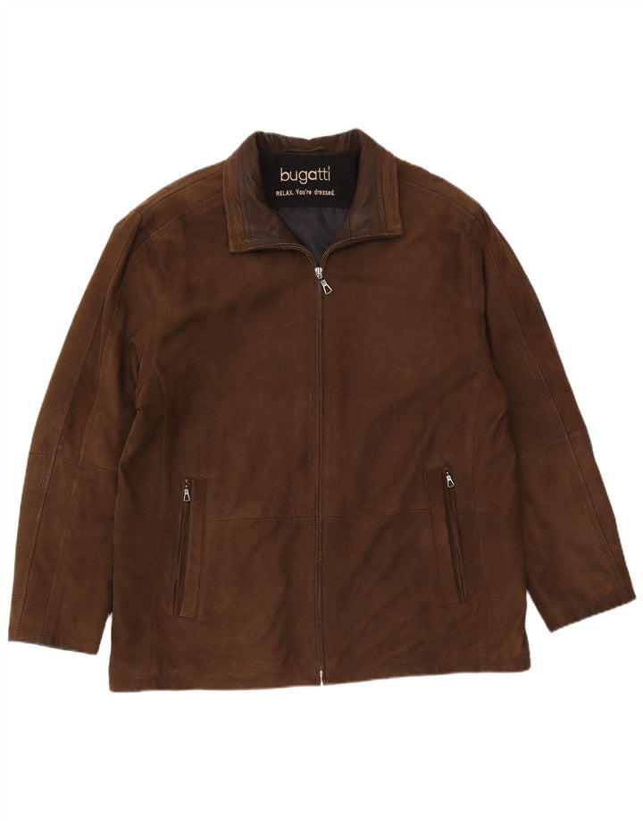 Bugatti Chaqueta de cuero para hombre UK 38 Cuero marrón medio