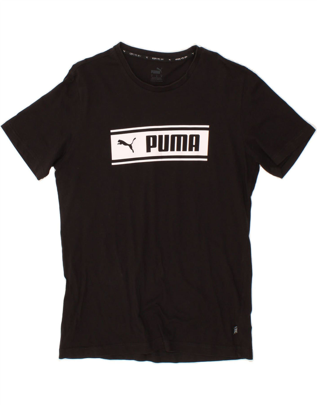 PUMA Mens Graphic T-Shirt Top Medium Black Cotton Vintage Puma and Second-Hand Puma from Messina Hembry 