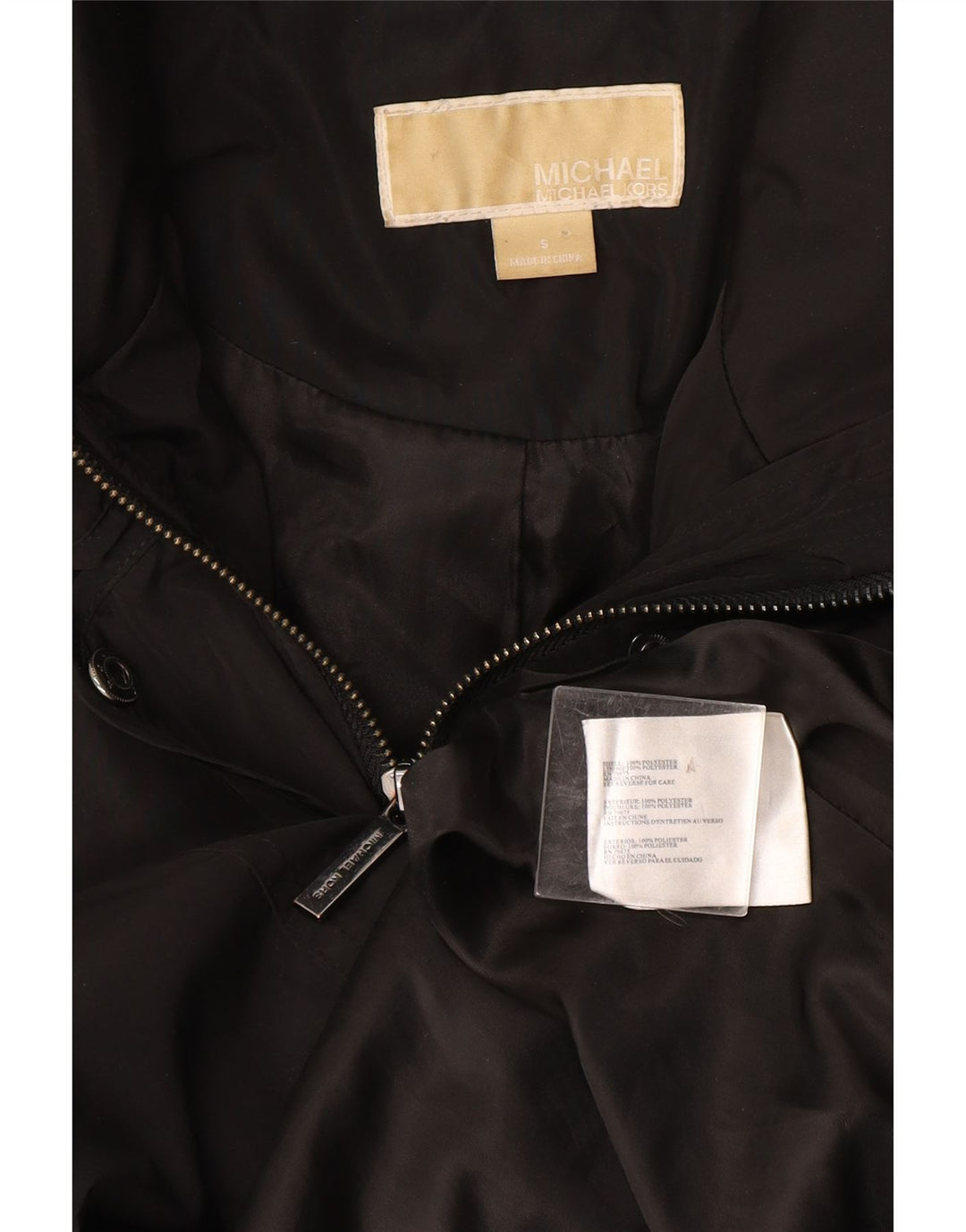 Michael Kors Parka con capucha para mujer UK 10 Small Poliéster negro