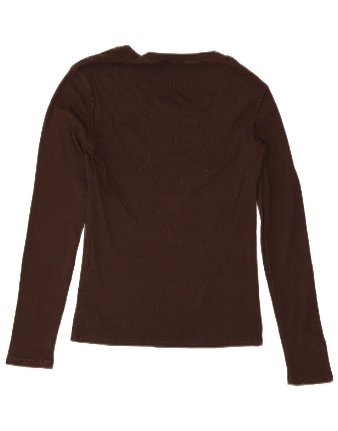 Zara Mujer Top Manga Larga UK 42 Algodón Marrón Medio