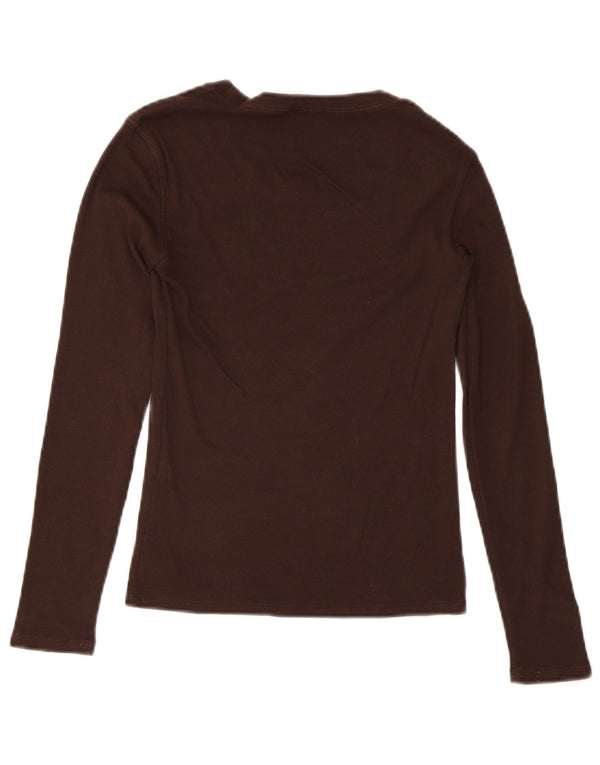Zara Mujer Top Manga Larga UK 42 Algodón Marrón Medio