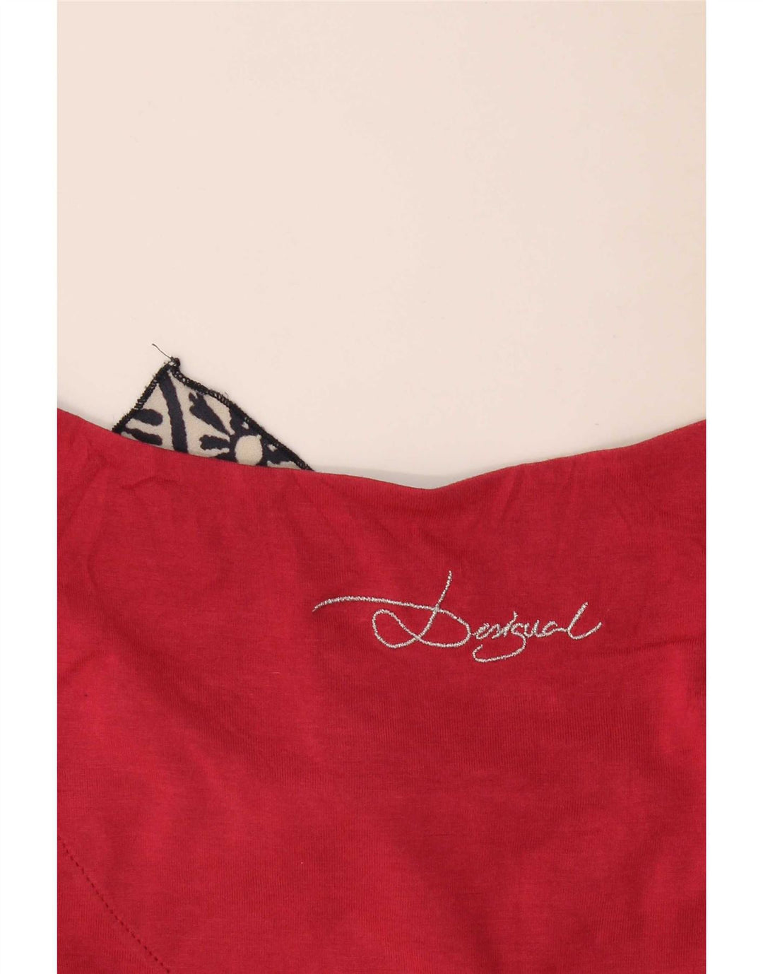 Desigual Camiseta gráfica para mujer Top UK 46 Large Red Patchwork