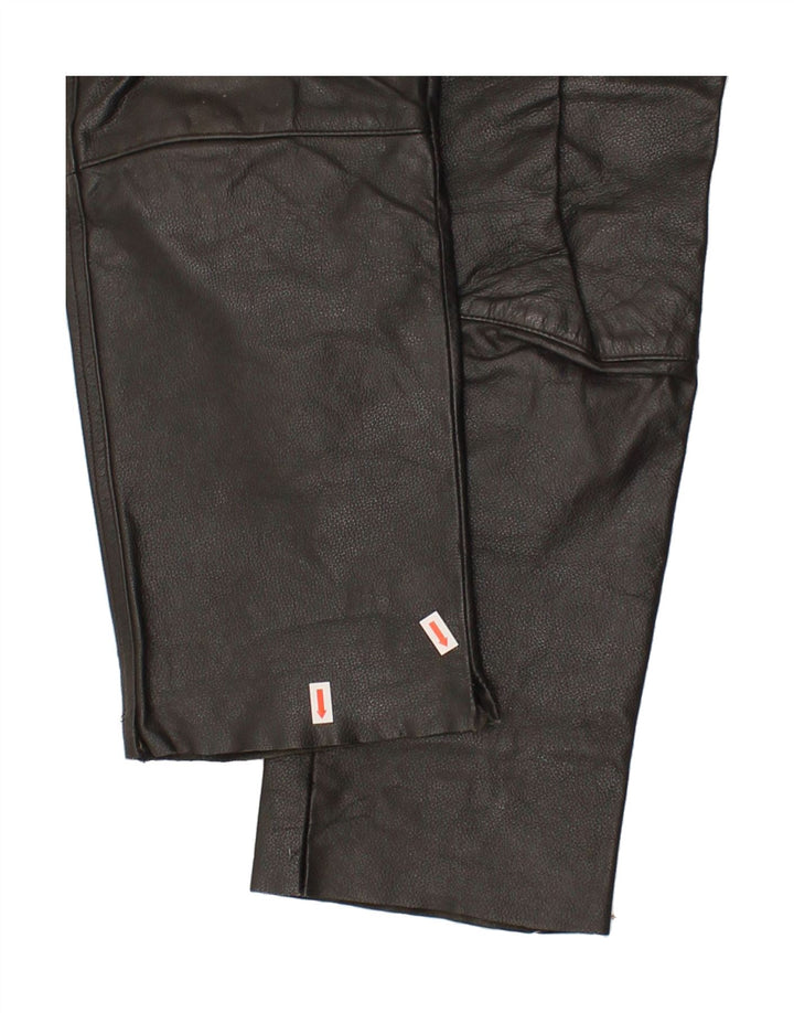 VINTAGE Womens Straight Trousers EU 40 Medium W30 L29 Black Leather Vintage Vintage and Second-Hand Vintage from Messina Hembry 