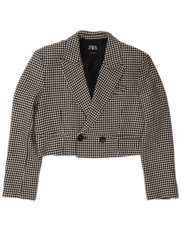 Zara Chaqueta Bolero Extragrande para Mujer UK 10 Small Black Houndstooth