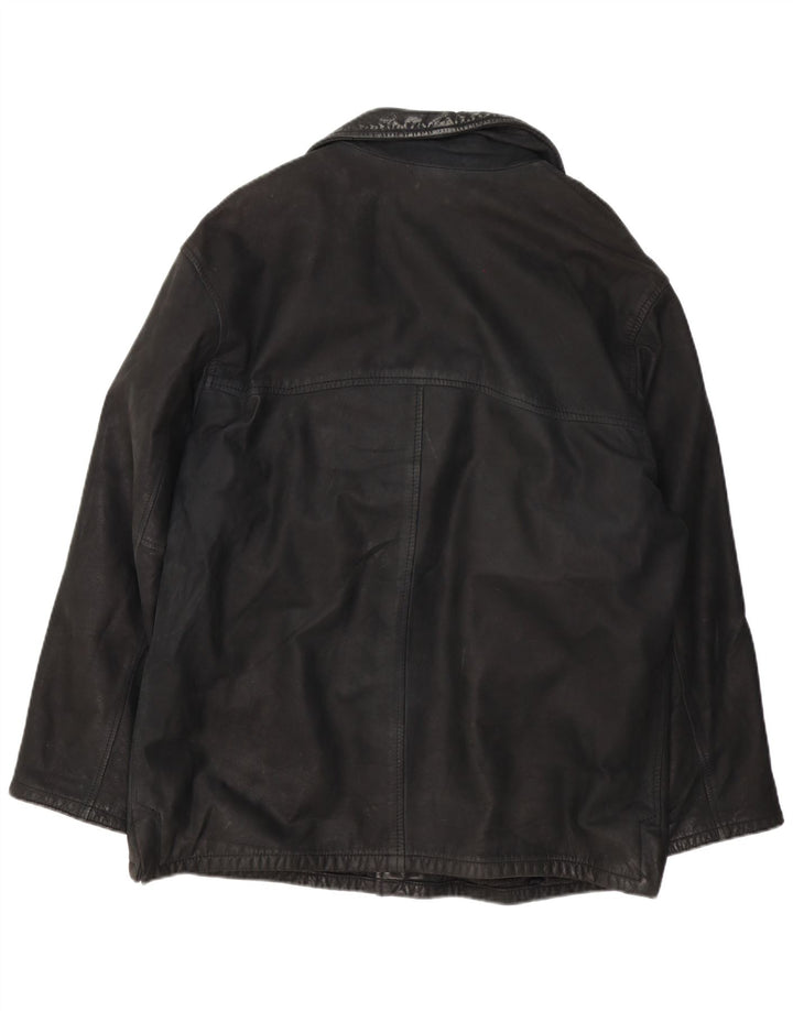 Chaqueta de cuero vintage para hombre Reino Unido 42 XL cuero negro