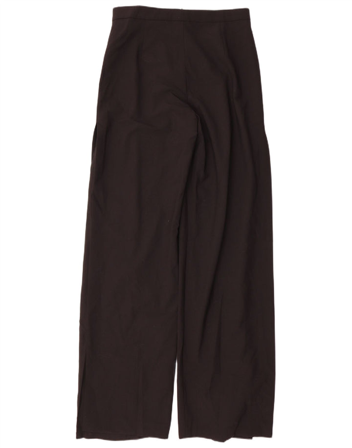 Zara Mujer Pantalones Casuales De Pierna Ancha Medianos W28 L35 Poliéster Negro
